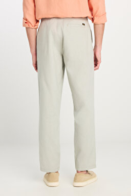 Regular Fit Normal Kesim Lastik Belli Keten Karışımlı Gri Pantolon - Grey-L251030225 (görsel 4)