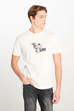%100 Pamuk Regular Fit Normal Kesim Bisiklet Yaka Kırık Beyaz Tişört - Off White-L2510323102 (görsel 2)