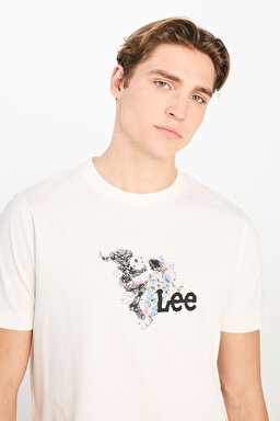 %100 Pamuk Regular Fit Normal Kesim Bisiklet Yaka Kırık Beyaz Tişört - Off White-L2510323102 (görsel 4)