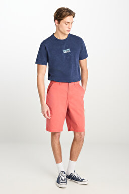 Regular Fit Normal Kesim Lastik Bel Detaylı Pamuklu Esnek Pembe Chino Şort - Nantucket-L2510538247
