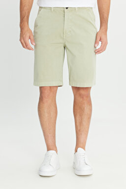 Regular Fit Normal Kesim Lastik Bel Detaylı Uçuk Yeşil Pamuklu Esnek Chino Şort - Tea-L2510538341 (görsel 3)