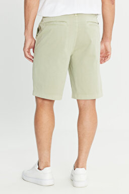 Regular Fit Normal Kesim Lastik Bel Detaylı Uçuk Yeşil Pamuklu Esnek Chino Şort - Tea-L2510538341 (görsel 4)