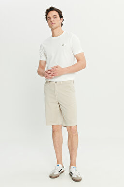Regular Fit Normal Kesim Lastik Bel Detaylı Pamuklu Esnek Gri Chino Şort - Pelican-L2510538369