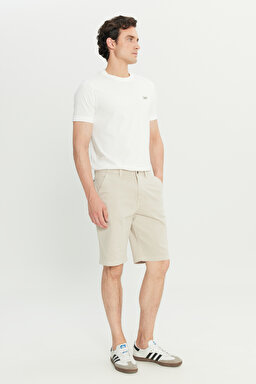 Regular Fit Normal Kesim Lastik Bel Detaylı Pamuklu Esnek Gri Chino Şort - Pelican-L2510538369 (görsel 2)