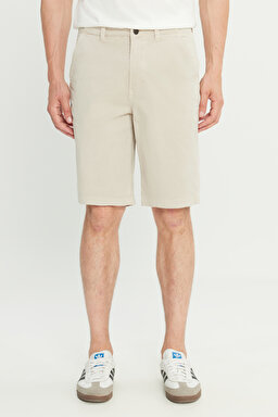 Regular Fit Normal Kesim Lastik Bel Detaylı Pamuklu Esnek Gri Chino Şort - Pelican-L2510538369 (görsel 3)