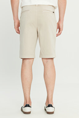 Regular Fit Normal Kesim Lastik Bel Detaylı Pamuklu Esnek Gri Chino Şort - Pelican-L2510538369 (görsel 4)