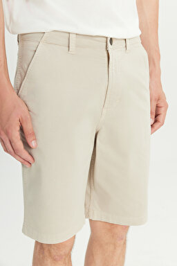 Regular Fit Normal Kesim Lastik Bel Detaylı Pamuklu Esnek Gri Chino Şort - Pelican-L2510538369 (görsel 5)