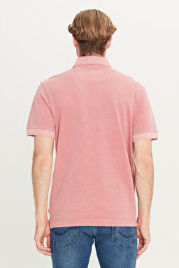 %100 Pamuk Regular Fit Normal Kesim Pembe Polo Yaka Tişört - Pink-L2510543611 (görsel 5)