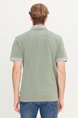 %100 Pamuk Regular Fit Normal Kesim Haki Polo Yaka Tişört - KHAKI-L2510543801 (görsel 5)