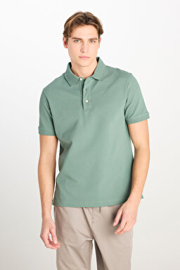 Regular Fit Normal Kesim Pamuklu Koyu Yeşil Polo Yaka Tişört - Dark Green-L2510551826