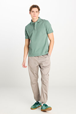 Regular Fit Normal Kesim Pamuklu Koyu Yeşil Polo Yaka Tişört - Dark Green-L2510551826 (görsel 3)
