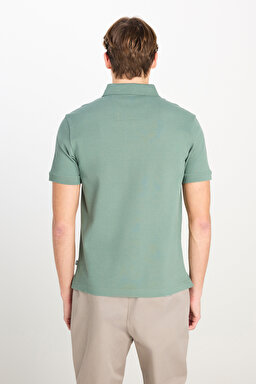 Regular Fit Normal Kesim Pamuklu Koyu Yeşil Polo Yaka Tişört - Dark Green-L2510551826 (görsel 5)