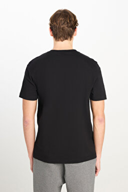%100 Pamuk Regular Fit Normal Kesim Bisiklet Yaka Baskılı Siyah Tişört - Black-L2510554001 (görsel 5)