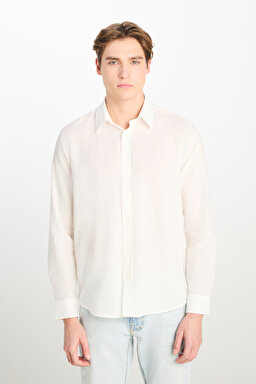 %100 Pamuk Regular Fit Normal Kesim Beyaz Gömlek - White-L2510557100