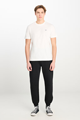 %100 Pamuk Regular Fit Normal Kesim Ribanalı Paça Siyah Jogger Pantolon - Black-L2510567001