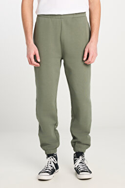 %100 Pamuk Regular Fit Normal Kesim Ribanalı Paça Haki Jogger Pantolon - Khaki-L2510567801 (görsel 2)