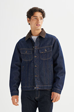 %100 Pamuk Regular Fit Normal Kesim Cepli Denim Kot Ceket - Rinsewash-L252001723 (görsel 3)
