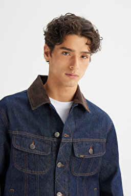 %100 Pamuk Regular Fit Normal Kesim Cepli Denim Kot Ceket - Rinsewash-L252001723 (görsel 4)