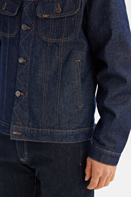 %100 Pamuk Regular Fit Normal Kesim Cepli Denim Kot Ceket - Rinsewash-L252001723 (görsel 5)