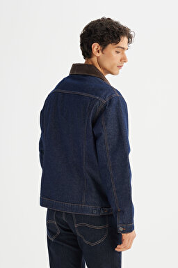 %100 Pamuk Regular Fit Normal Kesim Cepli Denim Kot Ceket - Rinsewash-L252001723 (görsel 6)