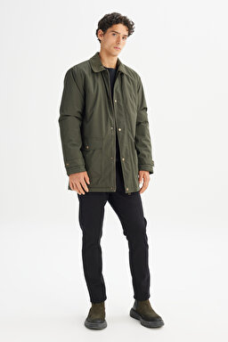Sıcak Tutan Regular Fit Normal Kesim İçi Polarlı Cepli Parka - Olive-L2520059308 (görsel 2)