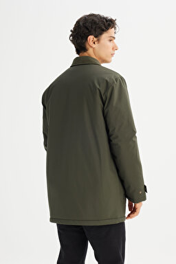 Sıcak Tutan Regular Fit Normal Kesim İçi Polarlı Cepli Parka - Olive-L2520059308 (görsel 6)