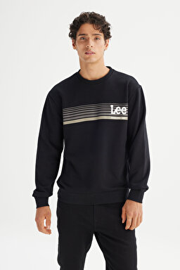 Regular Fit Normal Kesim Bisiklet Yaka Baskılı Siyah Sweatshirt - Black-L2520099001