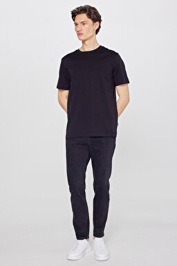 %100 Pamuk Regular Fit Normal Kesim Bisiklet Yaka Basic Tişört - Black-L2520112001 (görsel 3)