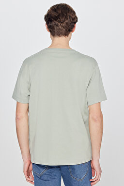 %100 Pamuk Regular Fit Normal Kesim Bisiklet Yaka Basic Tişört - Light Green-L2520112299 (görsel 5)