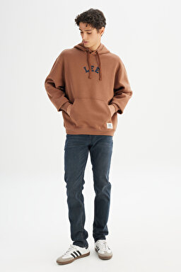 Pamuklu Regular Fit Normal Kesim Kapüşonlu İçi Polarlı Sweatshirt - Dark Brown-L2520157024 (görsel 2)