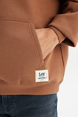 Pamuklu Regular Fit Normal Kesim Kapüşonlu İçi Polarlı Sweatshirt - Dark Brown-L2520157024 (görsel 5)