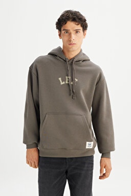 Pamuklu Regular Fit Normal Kesim Kapüşonlu İçi Polarlı Sweatshirt - Khaki-L2520157801
