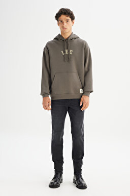 Pamuklu Regular Fit Normal Kesim Kapüşonlu İçi Polarlı Sweatshirt - Khaki-L2520157801 (görsel 2)