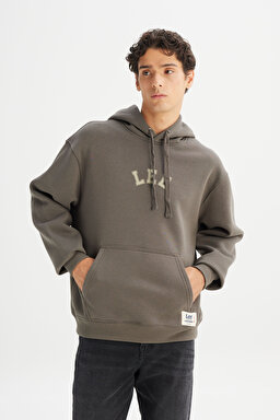 Pamuklu Regular Fit Normal Kesim Kapüşonlu İçi Polarlı Sweatshirt - Khaki-L2520157801 (görsel 3)