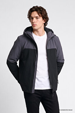 Relaxed Fit Rahat Kesim Kapüşonlu Cepli Şişme Puffer Mont - Black-L2520257001