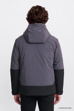 Relaxed Fit Rahat Kesim Kapüşonlu Cepli Şişme Puffer Mont - Black-L2520257001 (görsel 5)