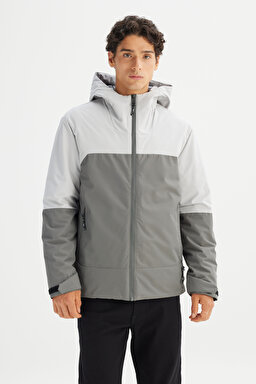 Relaxed Fit Rahat Kesim Kapüşonlu Cepli Şişme Puffer Mont - Anthracite-L2520257003