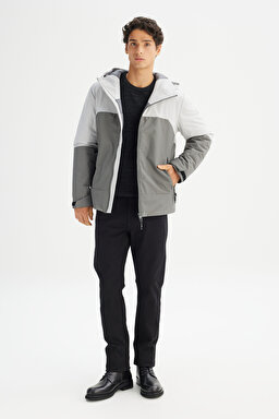 Relaxed Fit Rahat Kesim Kapüşonlu Cepli Şişme Puffer Mont - Anthracite-L2520257003 (görsel 2)