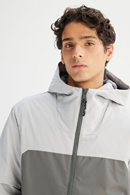 Relaxed Fit Rahat Kesim Kapüşonlu Cepli Şişme Puffer Mont - Anthracite-L2520257003 (görsel 4)
