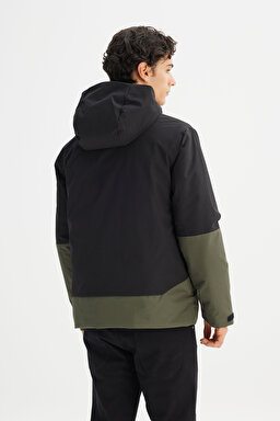 Relaxed Fit Rahat Kesim Kapüşonlu Sıcak Tutan Mont - Khaki-L2520257801 (görsel 7)