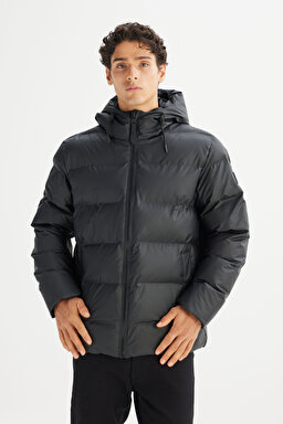 Regular Fit Normal Kesim Kapüşonlu Cepli Şişme Puffer Mont - Black-L2520263001
