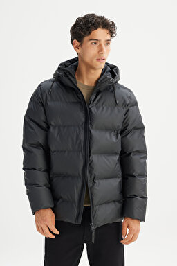 Regular Fit Normal Kesim Kapüşonlu Cepli Şişme Puffer Mont - Black-L2520263001 (görsel 3)