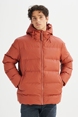 Regular Fit Normal Kesim Kapüşonlu Cepli Şişme Puffer Mont - Brown-L2520263220 (görsel 3)