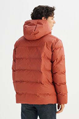Regular Fit Normal Kesim Kapüşonlu Cepli Şişme Puffer Mont - Brown-L2520263220 (görsel 6)
