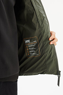 Regular Fit Normal Kesim Kapüşonlu Cepli Puffer Şişme Mont - KHAKI-L2520263801 (görsel 4)