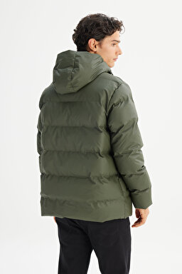 Regular Fit Normal Kesim Kapüşonlu Cepli Puffer Şişme Mont - KHAKI-L2520263801 (görsel 6)