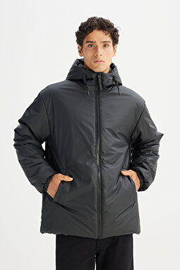 Regular Fit Normal Kesim Kapüşonlu Casual Mont - Black-L2520266001