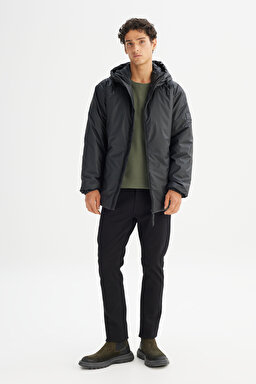 Regular Fit Normal Kesim Kapüşonlu Casual Mont - Black-L2520266001 (görsel 2)