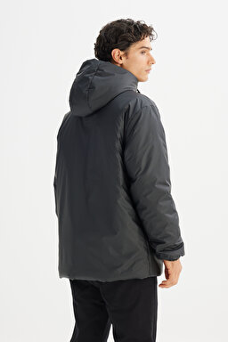 Regular Fit Normal Kesim Kapüşonlu Casual Mont - Black-L2520266001 (görsel 6)