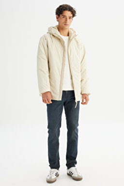 Regular Fit Normal Kesim Kapüşonlu Cepli Casual Mont - Stone-L2520266013 (görsel 2)